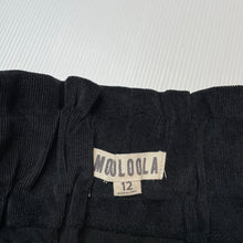 Load image into Gallery viewer, Girls Mooloola, black corduroy skirt, elasticated, L: 43cm, EUC, size 12,