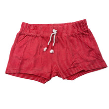 Load image into Gallery viewer, Girls red, cotton shorts, elasticated, no labels, W: 27cm across unstretched, GUC, size 6-7,