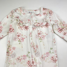 Load image into Gallery viewer, Girls Bebe by Minihaha, floral cotton zip coverall / romper, EUC, size 00,