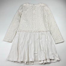 Load image into Gallery viewer, Girls United Colors of Benetton, cream floral lace long sleeve dress, GUC, size 6-7, L: 59cm