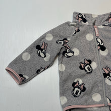 Load image into Gallery viewer, Girls H&M, Disney Minnie Mouse lightweight fleece zip up sweater, EUC, size 00,