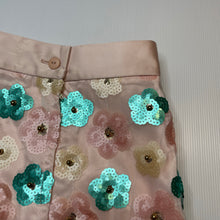 Load image into Gallery viewer, Girls Child by Petals Ink, Designer lined tulle & sequin flower skirt, L: 35.5cm, W: 28.5cm across, tiny mark back waistband, FUC, size 6,