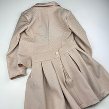 Load image into Gallery viewer, Girls Child by Petals Ink, gold ribbed jacket / blazer + skirt, L: 33cm, W: 27cm across, EUC, size 5,