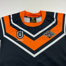 Load image into Gallery viewer, Unisex NRL Supporter, Wests Tigers jersey top, wash fade, FUC, size 4,