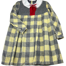 Load image into Gallery viewer, Girls vintage, lined wool / viscose long sleeve dress, armpit to armpit: 37.5cm, shoulder to cuff: 45cm, EUC, size 8, L: 69cm