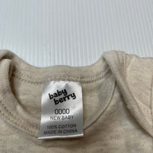 Load image into Gallery viewer, Unisex Baby Berry, oatmeal marle cotton singletsuit / bodysuit, EUC, size 0000,