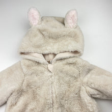 Load image into Gallery viewer, Unisex Beatrix Potter, Peter Rabbit super soft faux fur zip coverall / romper, EUC, size 00,