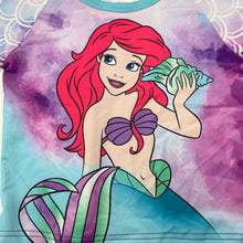 Load image into Gallery viewer, Girls Disney, Princess Ariel Little Mermaid short sleeve rashie / swim top, GUC, size 6,
