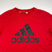 Load image into Gallery viewer, Boys Adidas, red cotton tee / top, no size label, L: 55cm, armpit to armpit: 38cm, GUC, size 9-10,