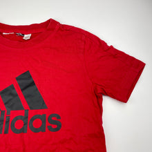 Load image into Gallery viewer, Boys Adidas, red cotton tee / top, no size label, L: 55cm, armpit to armpit: 38cm, GUC, size 9-10,