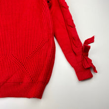 Load image into Gallery viewer, Girls red, knitted sweater / jumper, no labels, armpit to armpit: 31cm, armpit to cuff: 31cm, EUC, size 5-6,