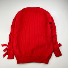 Load image into Gallery viewer, Girls red, knitted sweater / jumper, no labels, armpit to armpit: 31cm, armpit to cuff: 31cm, EUC, size 5-6,