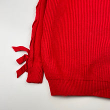 Load image into Gallery viewer, Girls red, knitted sweater / jumper, no labels, armpit to armpit: 31cm, armpit to cuff: 31cm, EUC, size 5-6,
