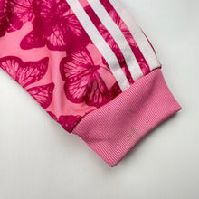 Load image into Gallery viewer, Girls Adidas, zip up track top, butterflies, *stains on cuffs*, FUC, size 3-4,