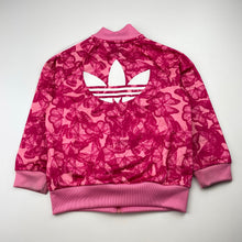 Load image into Gallery viewer, Girls Adidas, zip up track top, butterflies, *stains on cuffs*, FUC, size 3-4,