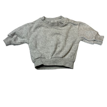 Load image into Gallery viewer, Unisex Baby Berry, fleece lined grey marle sweater / jumper, EUC, size 000,