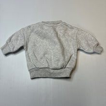 Load image into Gallery viewer, Unisex Baby Berry, fleece lined grey marle sweater / jumper, EUC, size 000,