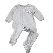 Load image into Gallery viewer, Unisex Baby Berry, striped zip coverall / romper, elephant, EUC, size 0,