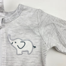 Load image into Gallery viewer, Unisex Baby Berry, striped zip coverall / romper, elephant, EUC, size 0,