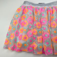 Load image into Gallery viewer, Girls Mango, lined floral tulle & sequin skirt, elasticated, L: 34cm, EUC, size 6,