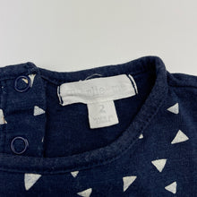 Load image into Gallery viewer, Girls Charlie & Me, navy cotton peplum top, wash fade, FUC, size 2,