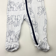 Load image into Gallery viewer, Unisex Baby Berry, cotton zip coverall / romper, rabbits, FUC, size 000,