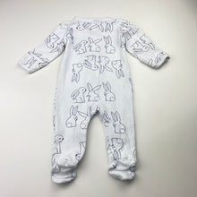 Load image into Gallery viewer, Unisex Baby Berry, cotton zip coverall / romper, rabbits, FUC, size 000,