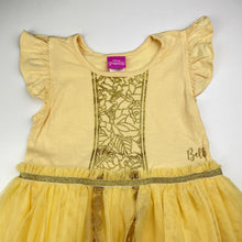 Load image into Gallery viewer, Girls Disney, Princess Belle cotton & tulle party dress / costume, GUC, size 6, L: 60cm