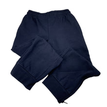 Load image into Gallery viewer, Unisex Golden Leaf Uniforms, navy fleece-lined school track pants, inside leg: 47cm, GUC, size 6,