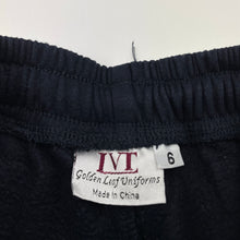 Load image into Gallery viewer, Unisex Golden Leaf Uniforms, navy fleece-lined school track pants, inside leg: 47cm, GUC, size 6,