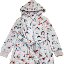 Load image into Gallery viewer, Girls Gem Look, fleece dressing gown / bathrobe, rainbows, FUC, size 7,