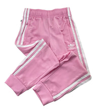 Load image into Gallery viewer, Girls Adidas, pink track pants, elasticated, inside leg: 41cm, GUC, size 5-6,