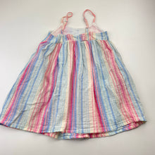 Load image into Gallery viewer, Girls Cotton On, striped cotton / linen summer dress, GUC, size 2, L: 48cm