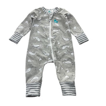 Load image into Gallery viewer, Unisex Love To Dream, stretchy zip romper, narwhals, FUC, size 000,
