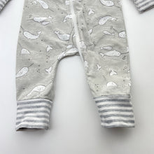 Load image into Gallery viewer, Unisex Love To Dream, stretchy zip romper, narwhals, FUC, size 000,
