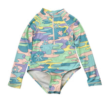 Load image into Gallery viewer, Girls Cotton On, long sleeve swim one-piece, FUC, size 4,