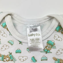 Load image into Gallery viewer, Unisex Baby Biz, cotton bodysuit / romper, ski bunny, FUC, size 0000,