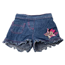 Load image into Gallery viewer, Girls Disney, Minnie Mouse embroidered denim shorts, elasticated, GUC, size 00,