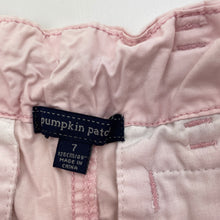 Load image into Gallery viewer, Girls Pumpkin Patch, pink lightweight cotton shorts, adjustable, FUC, size 7,