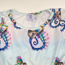 Load image into Gallery viewer, Girls Cheeky Chickadee, soft-feel elastic waist dress, koala seahorse (light marks), FUC, size 5, L: 58cm