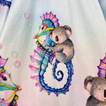 Load image into Gallery viewer, Girls Cheeky Chickadee, soft-feel elastic waist dress, koala seahorse (light marks), FUC, size 5, L: 58cm