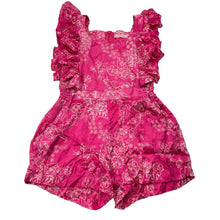 Load image into Gallery viewer, Girls Coco and Ginger, handmade floral silk ruffle playsuit, EUC, size 5,