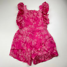 Load image into Gallery viewer, Girls Coco and Ginger, handmade floral silk ruffle playsuit, EUC, size 5,