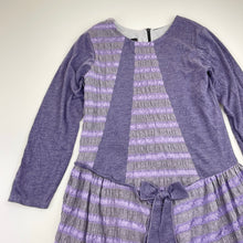 Load image into Gallery viewer, Girls Isobella & Chloe, lined purple & grey long sleeve dress, EUC, size 8, L: 68cm