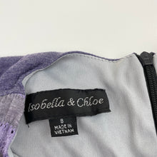 Load image into Gallery viewer, Girls Isobella & Chloe, lined purple & grey long sleeve dress, EUC, size 8, L: 68cm