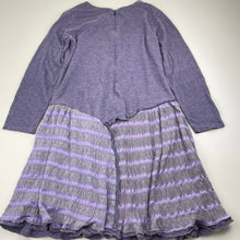 Load image into Gallery viewer, Girls Isobella & Chloe, lined purple & grey long sleeve dress, EUC, size 8, L: 68cm