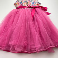 Load image into Gallery viewer, Girls Origami, tulle & floral party dress *small holes in tulle*, FUC, size 7, L: 62cm
