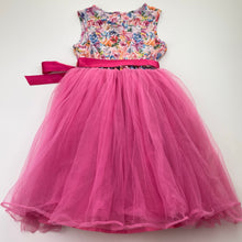 Load image into Gallery viewer, Girls Origami, tulle & floral party dress *small holes in tulle*, FUC, size 7, L: 62cm