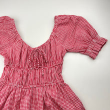Load image into Gallery viewer, Girls GHANDA, lined red & white gingham cotton dress, EUC, size 11-12, L: 71cm