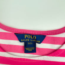 Load image into Gallery viewer, Girls POLO RALPH LAUREN, pink & white stripe dress, pilling, FUC, size 7, L: 60cm